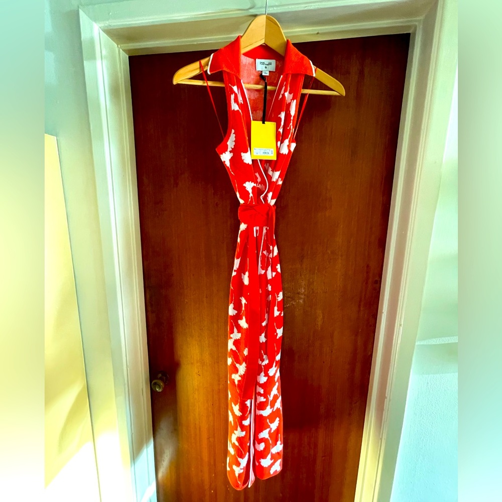 DVF Diane Von Furstenburg for Target Knit Cherry Tomato Ginko wrap dress - L